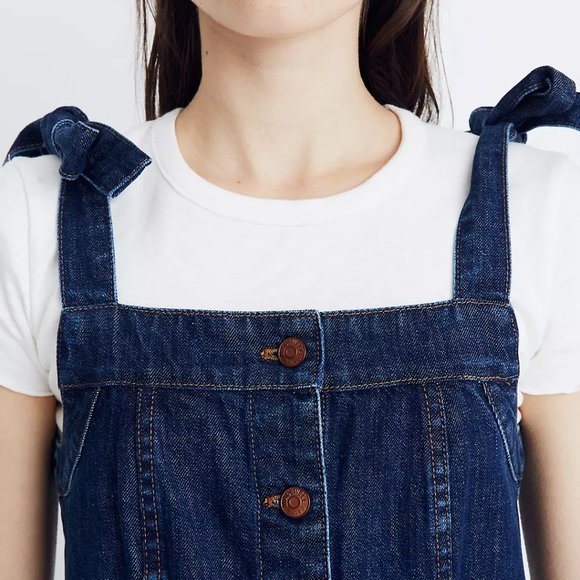 NWT Madewell Cottagecore Tie Strap Denim Button Front Mini Dress 2 - Picture 4 of 7